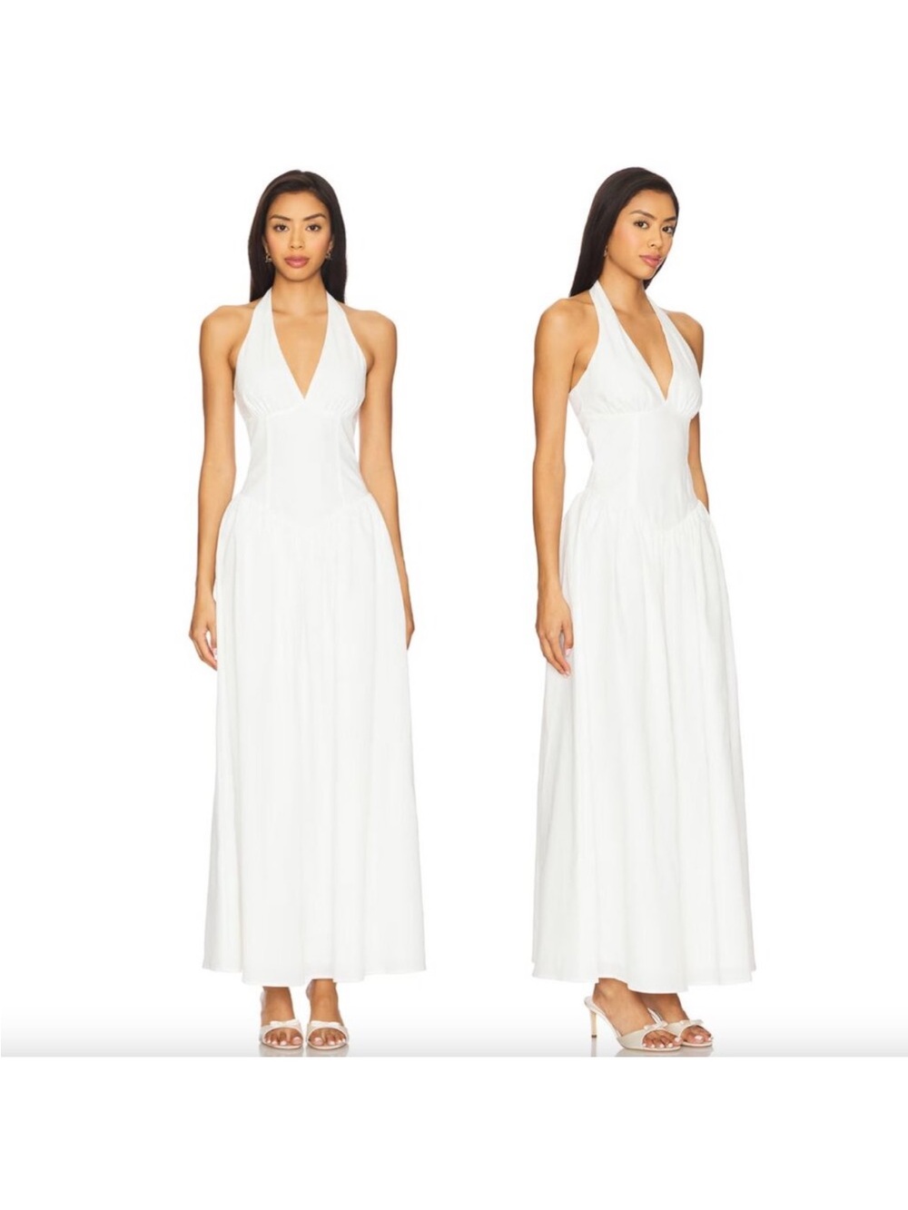 Women's White Halter Maxi Dress by